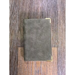 English Leather Olive Green Suede Zip Around Card Holder Wallet Gold Corners 5x3